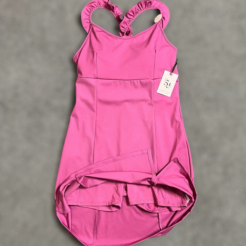 Sincerely Jules Tennis Dress SMALL Golf Mauve Athletic Lined Sports UPF 50 Sport